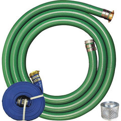 JGB Enterprises - Liquid Suction & Discharge Hose; Inside Diameter (Inch): 2 ; Length (Feet): 15 ; Material: PVC ; Working Pressure (psi): 50.000 ; Vacuum Rating: 29 In. Hg ; Color: Green, Blue - Exact Tool & Supply