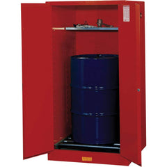 Justrite - Drum Cabinets; Number of Drums: 1 ; Storage Direction: Vertical ; Door Type: Manual Closing ; Number of Shelves: 1 ; Height (Inch): 65 ; Width (Inch): 34 - Exact Tool & Supply