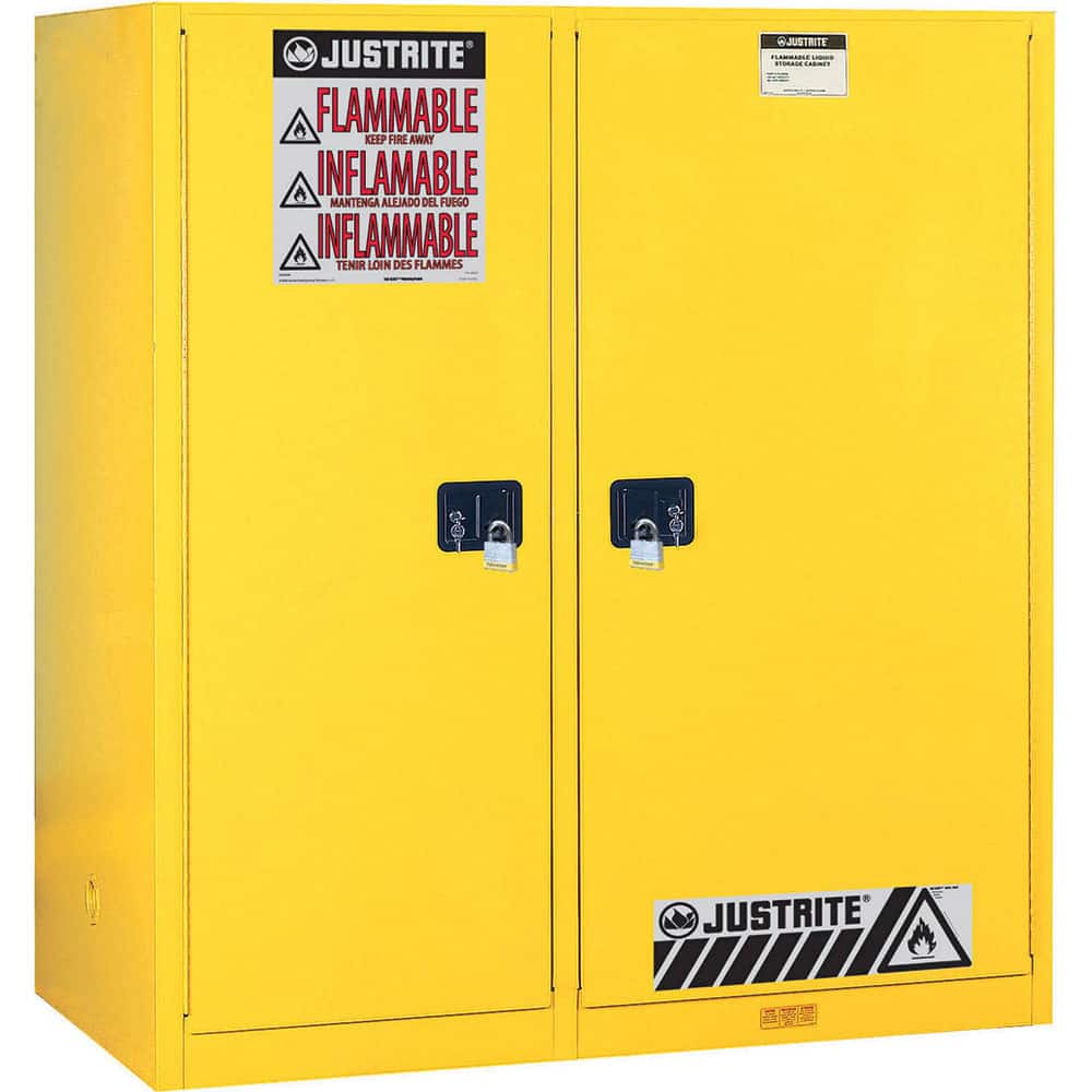 Justrite - Drum Cabinets; Number of Drums: 1 ; Storage Direction: Vertical ; Door Type: Self-Closing ; Number of Shelves: 1 ; Height (Inch): 65 ; Width (Inch): 34 - Exact Tool & Supply