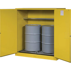 Justrite - Drum Cabinets; Number of Drums: 2 ; Storage Direction: Vertical ; Door Type: Self-Closing ; Number of Shelves: 1 ; Height (Inch): 65 ; Width (Inch): 59 - Exact Tool & Supply