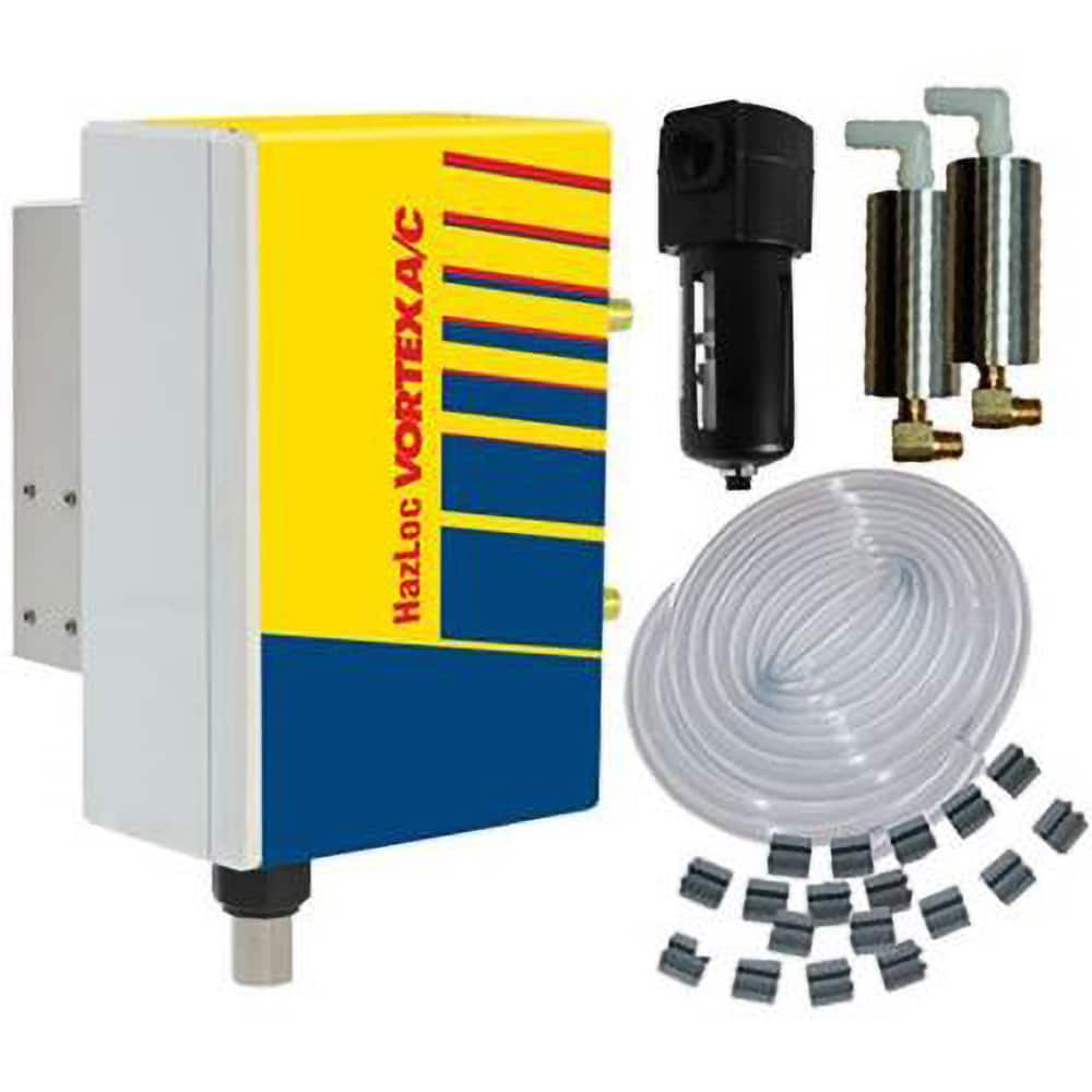 Vortec - Vortex Enclosure Coolers; Type: w/Thermostat ; Integrity: HazLoc ; BTU/Hour: 5000 ; Thread Size (NPT): 3/8 ; Standard Cubic Feet Per Minute: 70.00 - Exact Tool & Supply