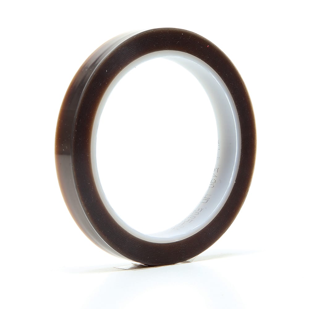 3M - Film Tape; Material Type: PTFE ; Thickness (mil): 3.7000 ; Color: Brown ; Adhesive Material: Silicone ; Width (Inch): 1/2 ; Length (Feet): 108.000 - Exact Tool & Supply
