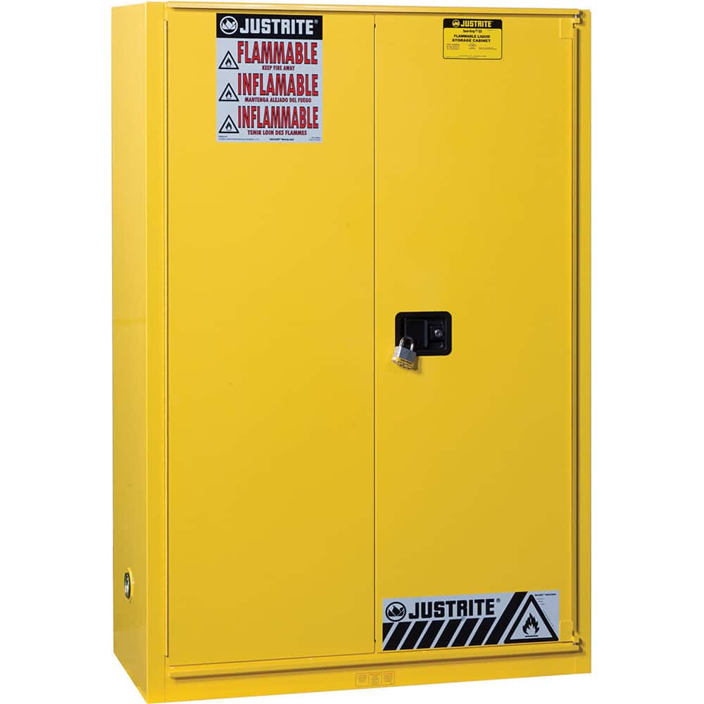 Justrite - 1 Door 5 Shelf 60 Gal Safety Cabinet for Combustible Liquids - Exact Tool & Supply