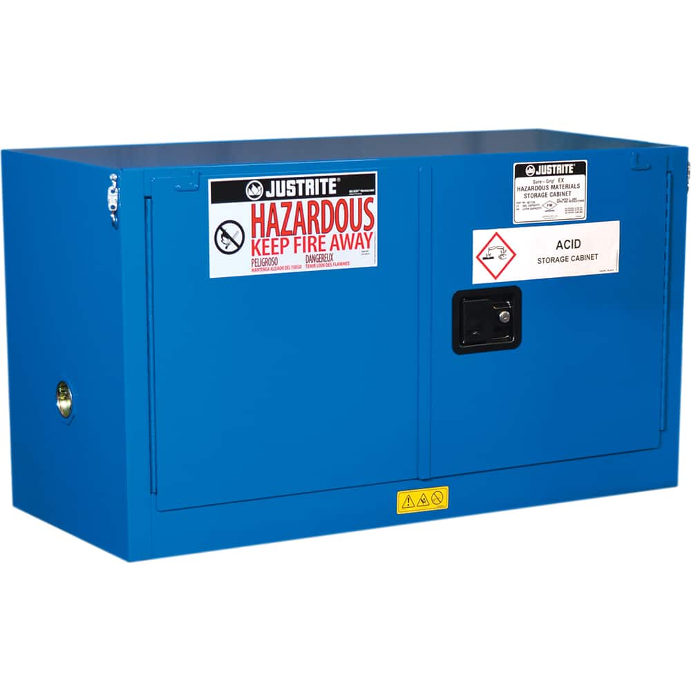 Justrite - 2 Door 1 Shelf 17 Gal Space Saver Safety Cabinet for Flammable Substances - Exact Tool & Supply