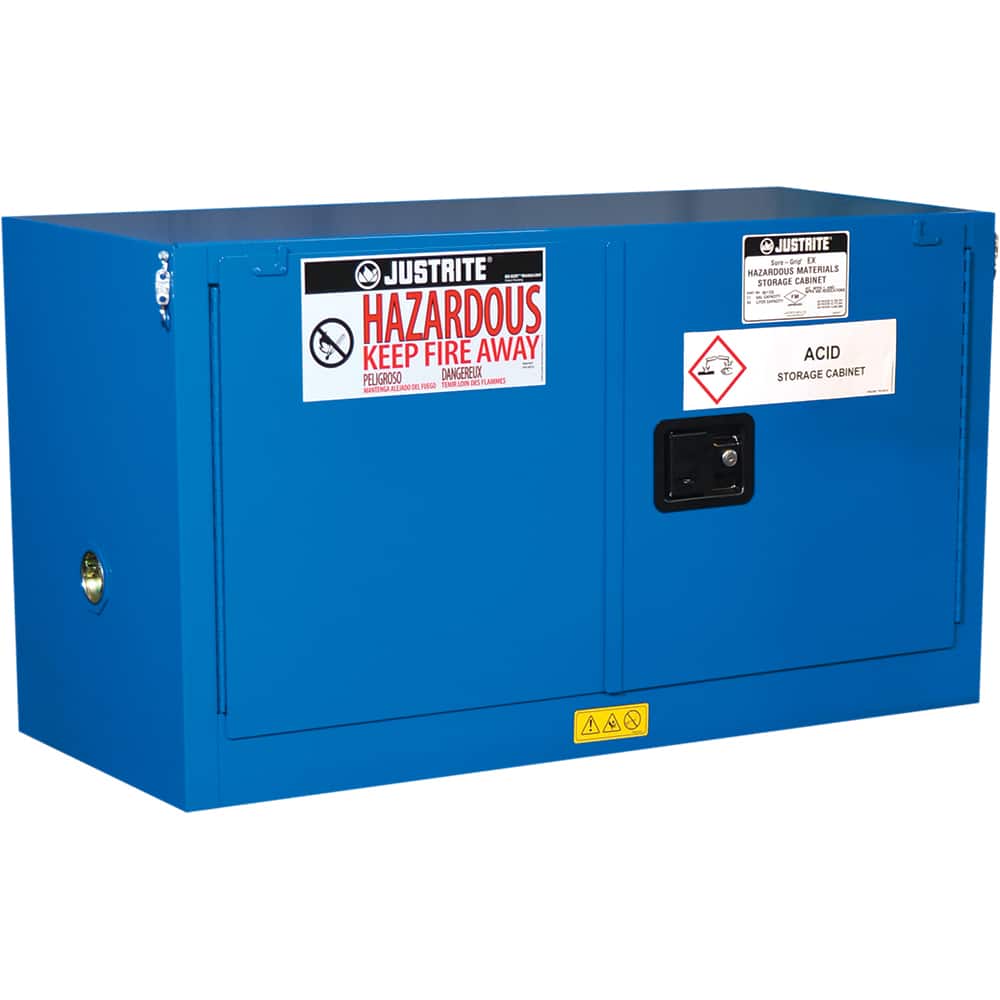 Justrite - 2 Door 1 Shelf 17 Gal Space Saver Safety Cabinet for Flammable Substances - Exact Tool & Supply