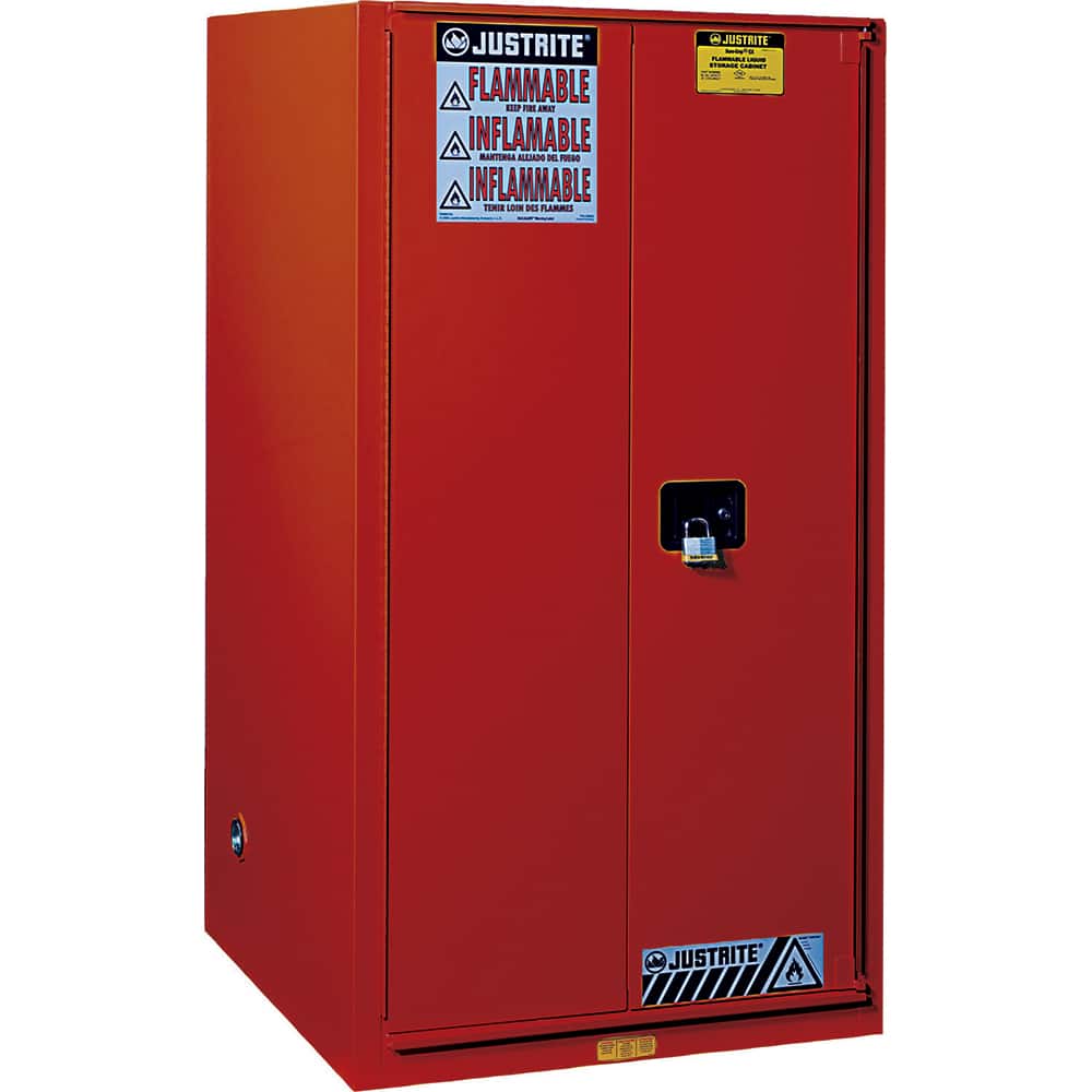 Justrite - 2 Door 2 Shelf 60 Gal Safety Cabinet for Flammable Substances - Exact Tool & Supply