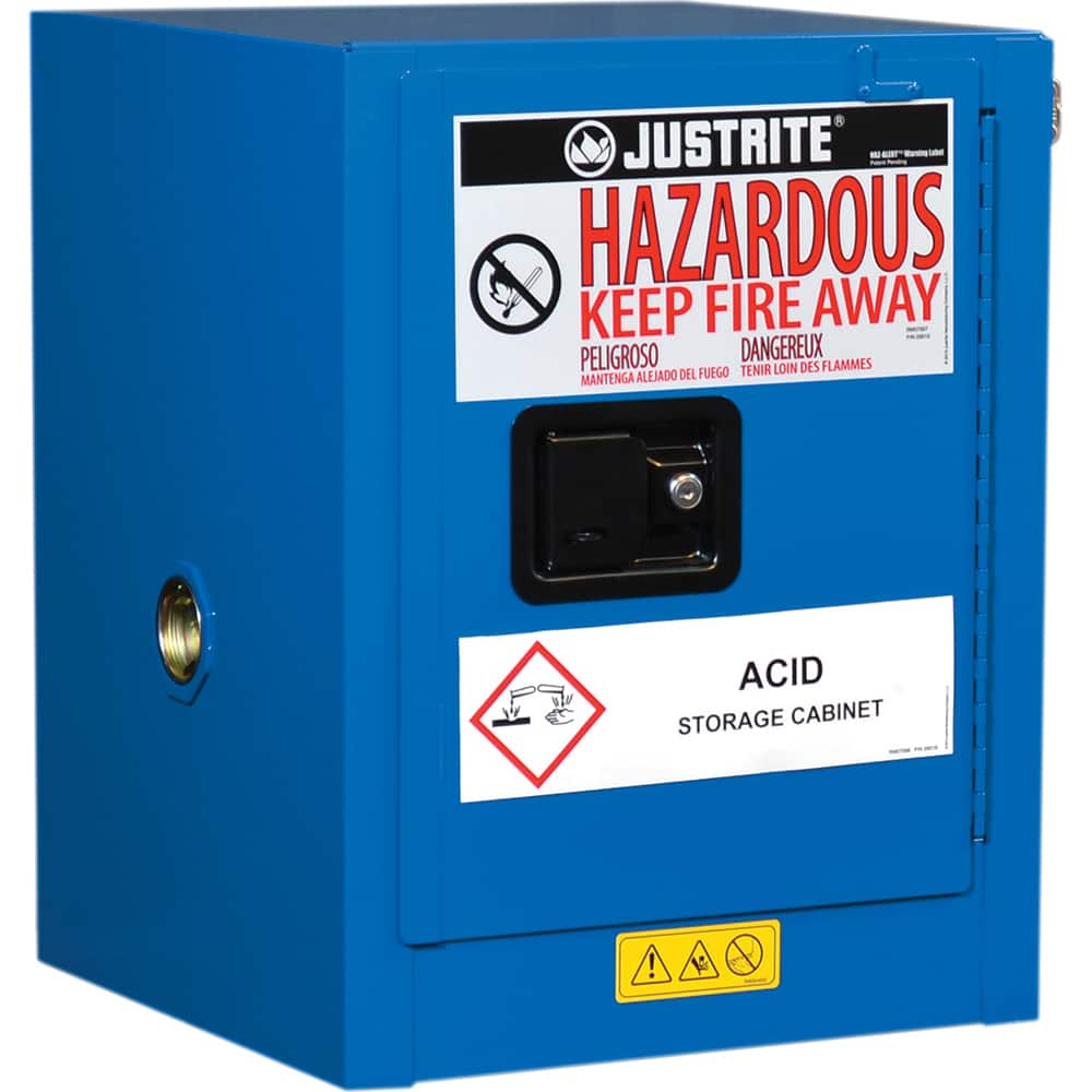 Justrite - 1 Door 1 Shelf 4 Gal Space Saver Safety Cabinet for Flammable Substances - Exact Tool & Supply