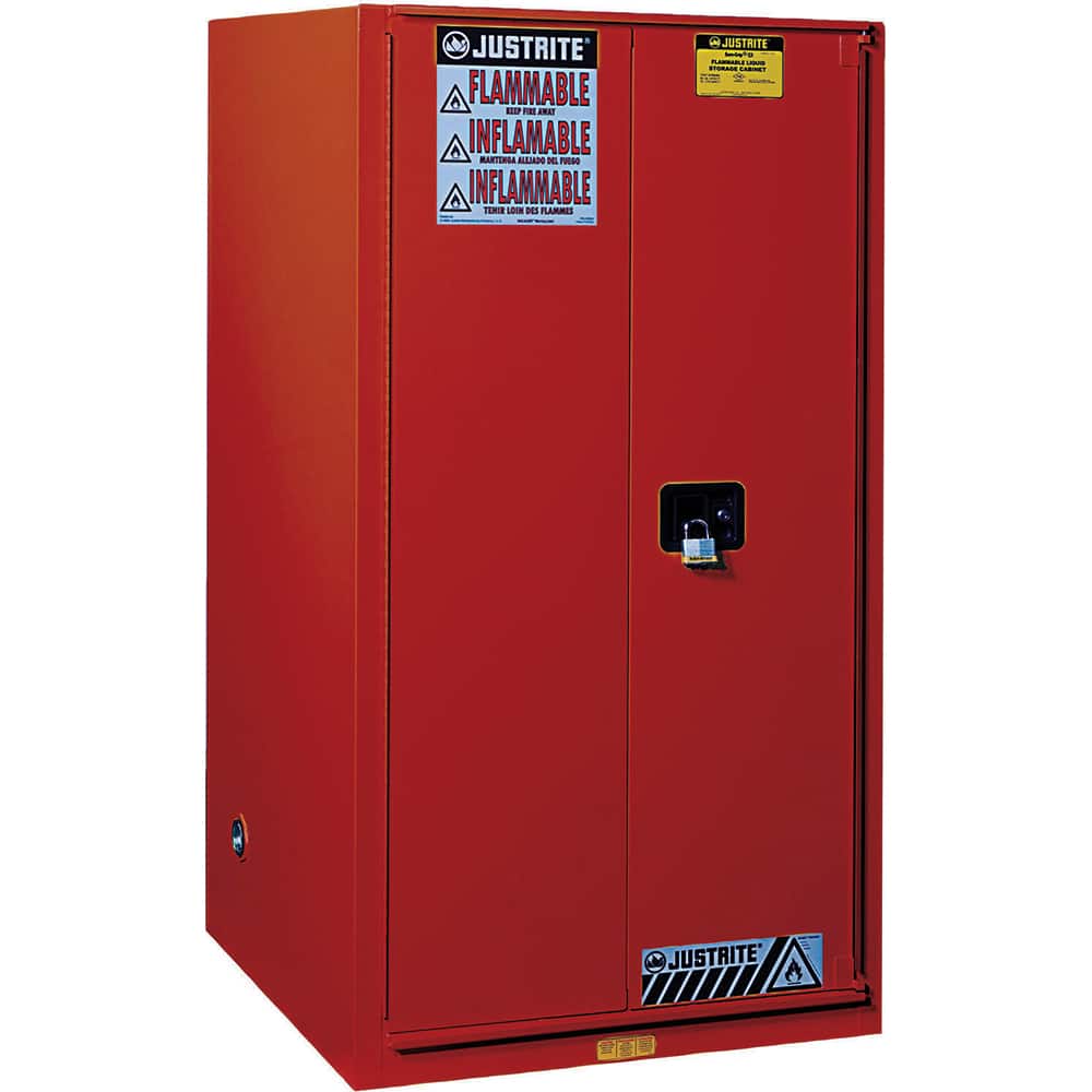 Justrite - 2 Door 5 Shelf 96 Gal Safety Cabinet for Combustible Liquids - Exact Tool & Supply