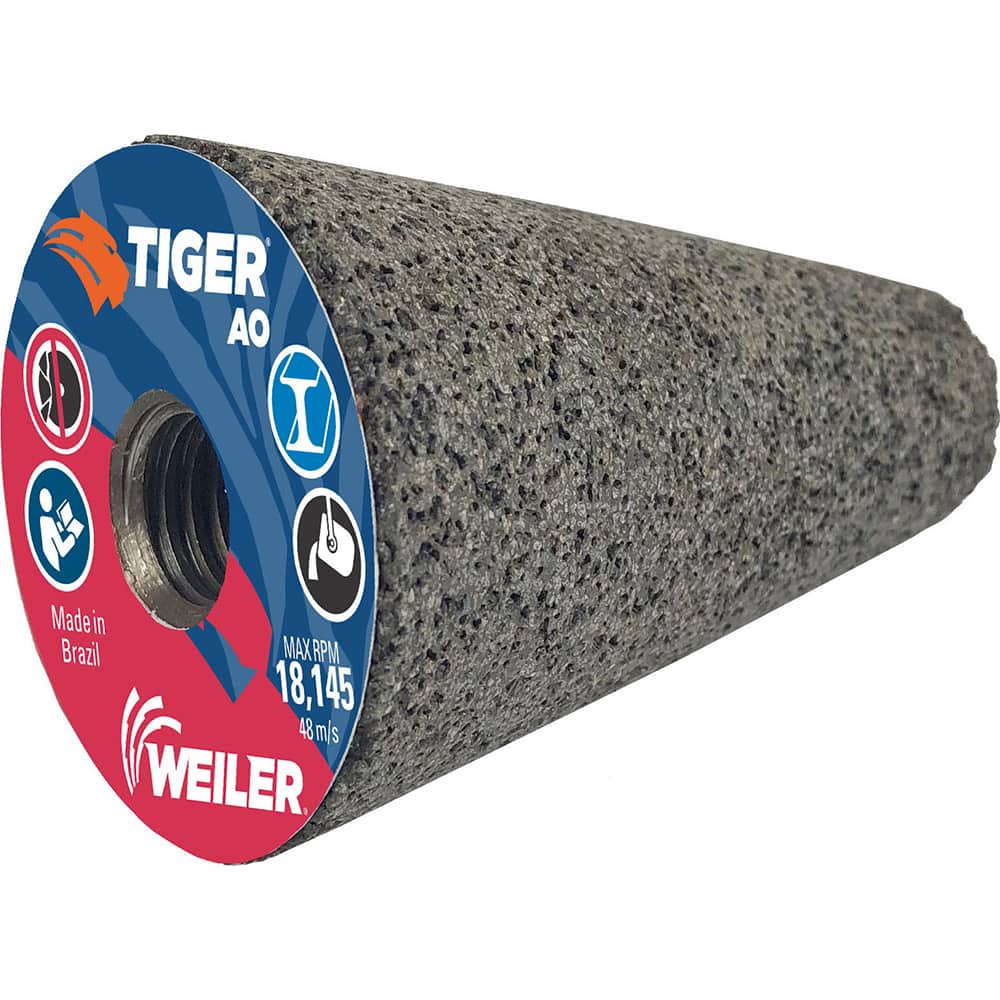 Weiler - Cones & Plugs; Head Thickness (Inch): 3.00 ; Abrasive Material: Aluminum Oxide ; Grit: 24 ; Grade: Coarse ; Wheel Type Number Code: 17 ; Arbor Hole Thread Size: 5/8-11 - Exact Tool & Supply