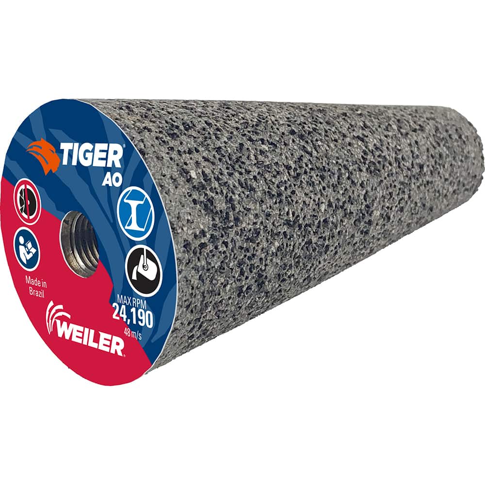 Weiler - Cones & Plugs; Head Thickness (Inch): 3.00 ; Abrasive Material: Aluminum Oxide ; Grit: 24 ; Grade: Coarse ; Wheel Type Number Code: 17 ; Arbor Hole Thread Size: 3/8-24 - Exact Tool & Supply