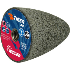 Weiler - Cones & Plugs; Head Thickness (Inch): 3.00 ; Abrasive Material: Aluminum Oxide ; Grit: 24 ; Grade: Coarse ; Wheel Type Number Code: 16 ; Arbor Hole Thread Size: 5/8-11 - Exact Tool & Supply