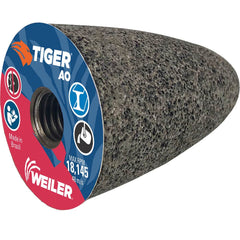 Weiler - Cones & Plugs; Head Thickness (Inch): 3.00 ; Abrasive Material: Aluminum Oxide ; Grit: 24 ; Grade: Coarse ; Wheel Type Number Code: 16 ; Arbor Hole Thread Size: 5/8-11 - Exact Tool & Supply