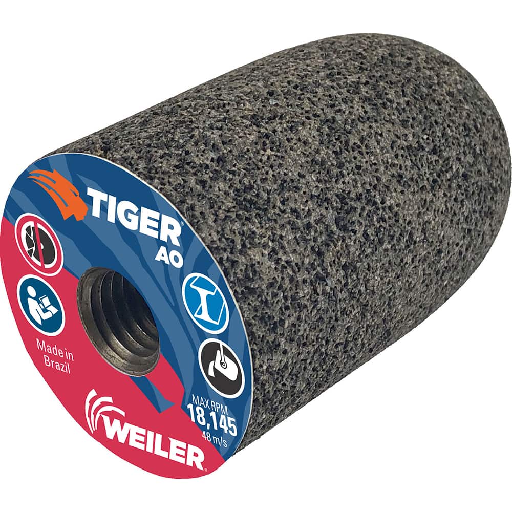 Weiler - Cones & Plugs; Head Thickness (Inch): 3.00 ; Abrasive Material: Aluminum Oxide ; Grit: 24 ; Grade: Coarse ; Wheel Type Number Code: 18R ; Arbor Hole Thread Size: 5/8-11 - Exact Tool & Supply