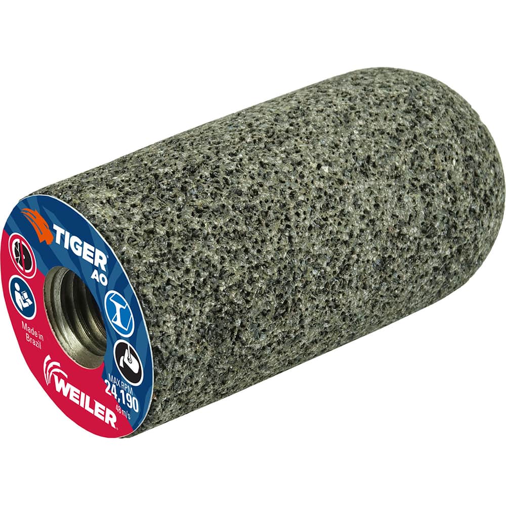 Weiler - Cones & Plugs; Head Thickness (Inch): 3.00 ; Abrasive Material: Aluminum Oxide ; Grit: 24 ; Grade: Coarse ; Wheel Type Number Code: 18R ; Arbor Hole Thread Size: 5/8-11 - Exact Tool & Supply