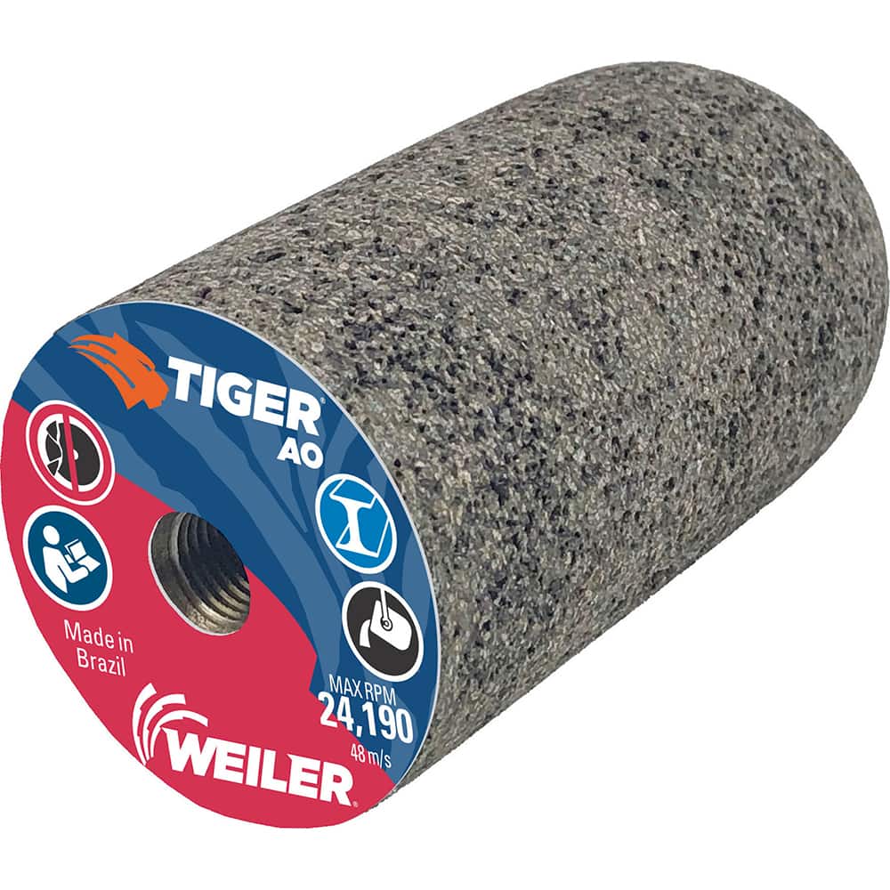 Weiler - Cones & Plugs; Head Thickness (Inch): 3.00 ; Abrasive Material: Aluminum Oxide ; Grit: 24 ; Grade: Coarse ; Wheel Type Number Code: 18R ; Arbor Hole Thread Size: 3/8-24 - Exact Tool & Supply