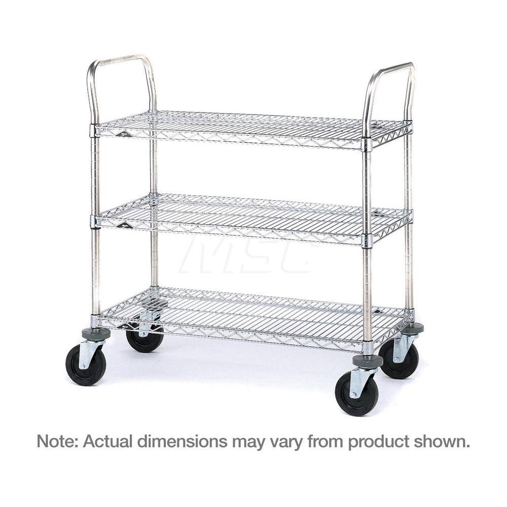 Metro - Carts; Type: Utility ; Load Capacity (Lb.): 600.000 ; Number of Shelves: 3 ; Width (Inch): 24 ; Length (Inch): 60 ; Height (Inch): 39 - Exact Tool & Supply