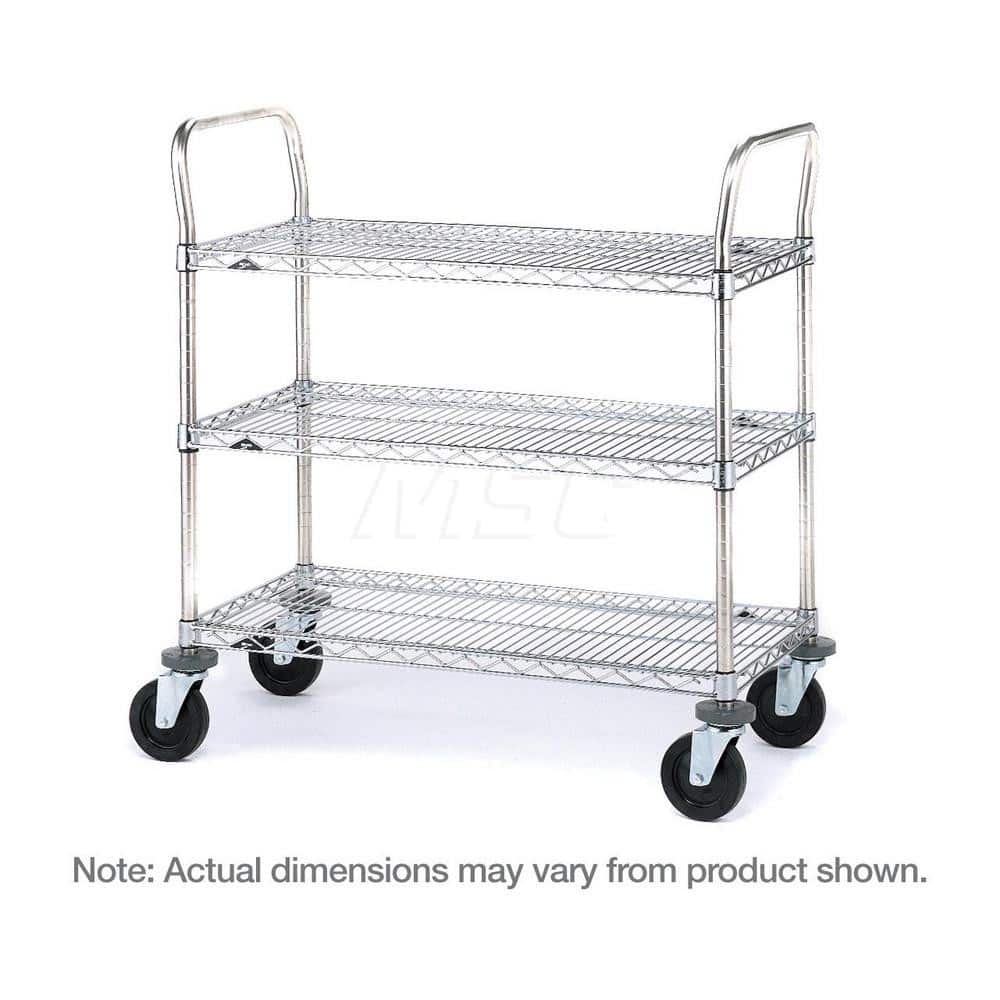 Metro - Carts; Type: Utility ; Load Capacity (Lb.): 600.000 ; Number of Shelves: 3 ; Width (Inch): 21 ; Length (Inch): 36 ; Height (Inch): 39 - Exact Tool & Supply