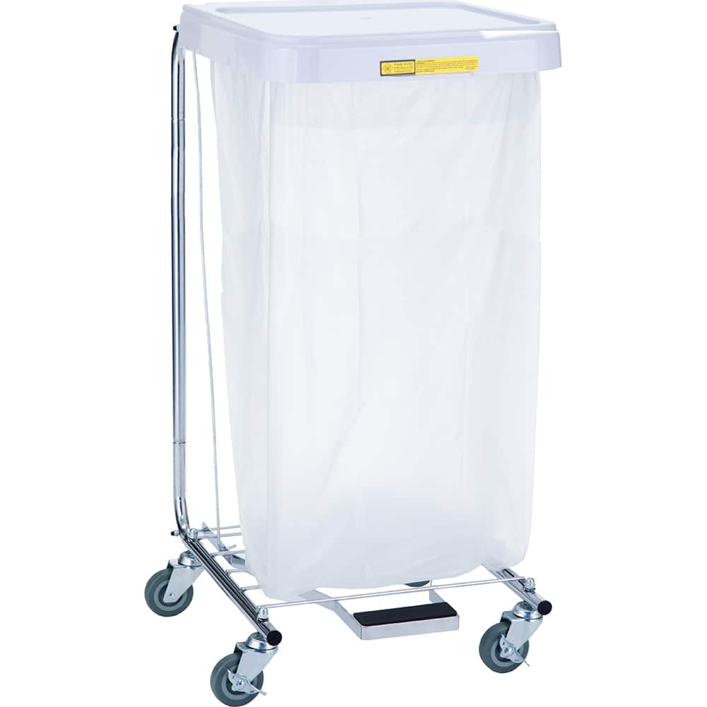 R&B Wire Products - Janitor Carts & Caddies; Type: Hamper ; Material: Steel, ABS Plastic ; Width (Inch): 17.75 ; Length: 17.75 (Inch); Height (Inch): 35 ; Color: White - Exact Tool & Supply