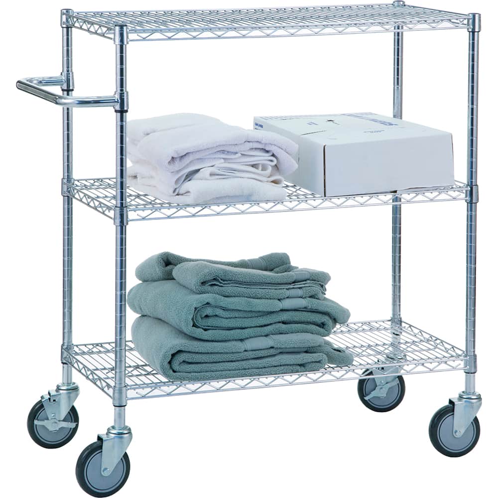 R&B Wire Products - Carts; Type: Triple Shelf Utility Cart ; Load Capacity (Lb.): 750.000 ; Number of Shelves: 3 ; Width (Inch): 36 ; Length (Inch): 18 ; Height (Inch): 42 - Exact Tool & Supply