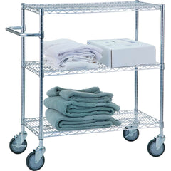 R&B Wire Products - Carts; Type: Triple Shelf Utility Cart ; Load Capacity (Lb.): 750.000 ; Number of Shelves: 3 ; Width (Inch): 36 ; Length (Inch): 18 ; Height (Inch): 42 - Exact Tool & Supply