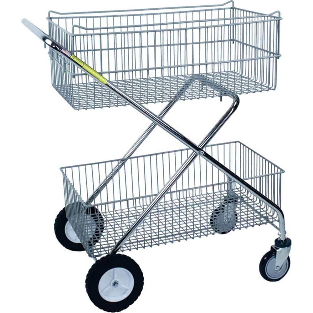 R&B Wire Products - Carts; Type: Double Basket Rolling Utility Cart ; Load Capacity (Lb.): 40.000 ; Width (Inch): 16 ; Length (Inch): 29-1/2 ; Height (Inch): 37 ; Material: Steel - Exact Tool & Supply