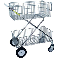 R&B Wire Products - Carts; Type: Double Basket Rolling Utility Cart ; Load Capacity (Lb.): 40.000 ; Width (Inch): 16 ; Length (Inch): 29-1/2 ; Height (Inch): 37 ; Material: Steel - Exact Tool & Supply