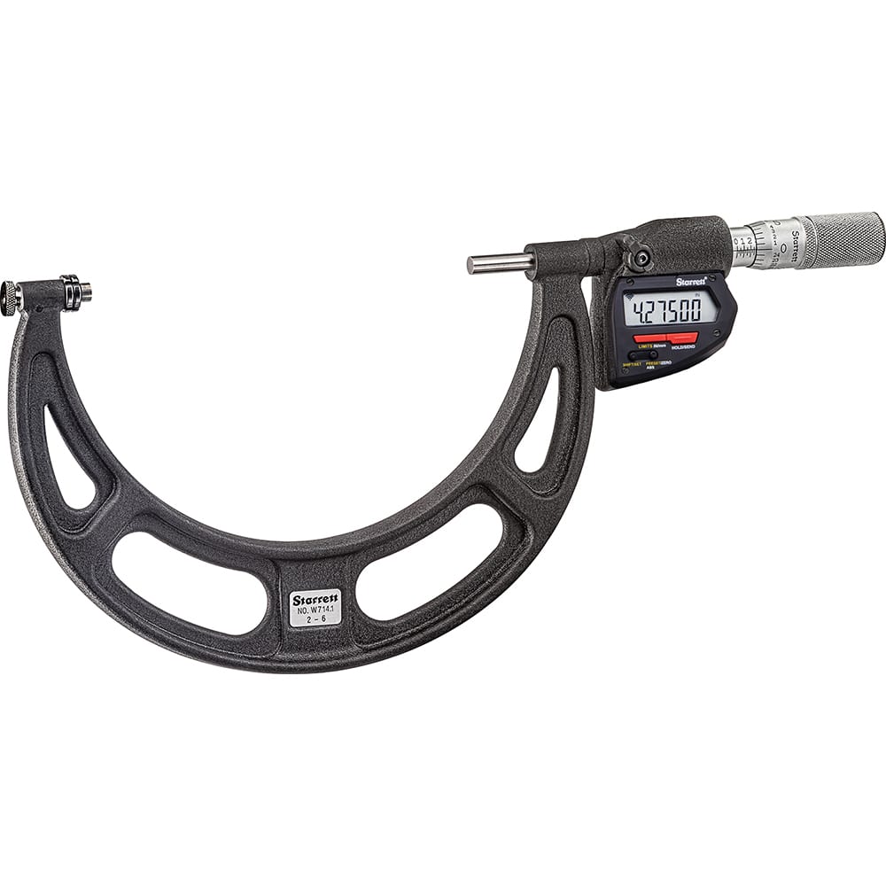 Starrett - Electronic Outside Micrometers; Type: Wireless Electronic Interchangeable Anvil Outside Micrometer ; Minimum Measurement (Decimal Inch): 0 ; Minimum Measurement (mm): 0 ; Maximum Measurement (mm): 100 ; Maximum Measurement (Decimal Inch): 4 ; - Exact Tool & Supply