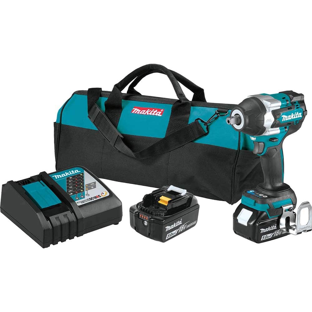Makita - Electric Impact Wrenches & Ratchets; Amperage: 5 ; Handle Type: Pistol Grip ; Drive Size (Inch): 1/2 ; Speed (RPM): 0-2200 ; Torque (N/m): 700 ; Torque (Ft/Lb): 520 - Exact Tool & Supply