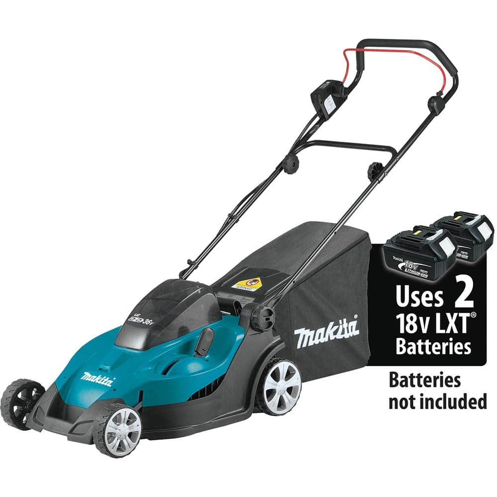 Makita - Lawn Mowers; Type: Cordless ; Power Type: Cordless ; Self-Propelled: No ; Voltage: 36 ; Cutting Width (Inch): 17.0000 - Exact Tool & Supply
