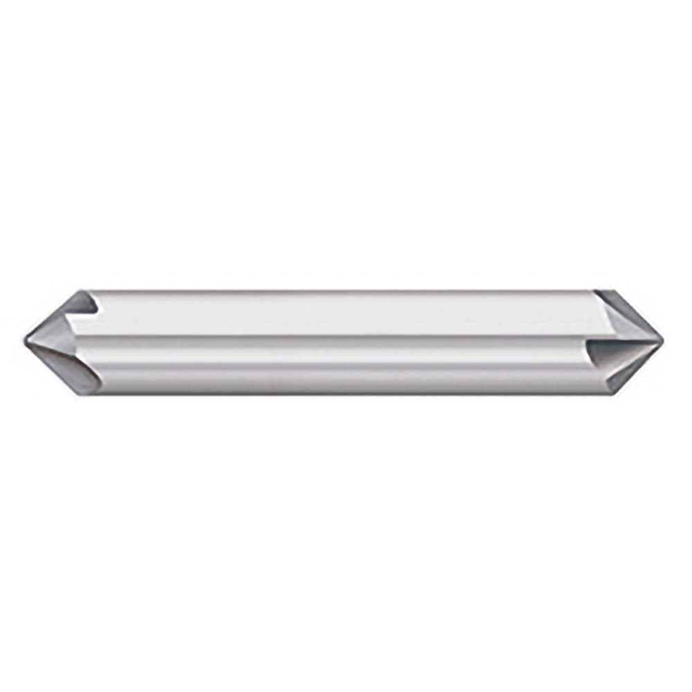 Titan USA - Chamfer Mills; Cutter Head Diameter (Inch): 1/4 ; Included Angle B: 45 ; Included Angle A: 90 ; Chamfer Mill Material: Solid Carbide ; Chamfer Mill Finish/Coating: Uncoated ; Overall Length (Inch): 2-1/2 - Exact Tool & Supply