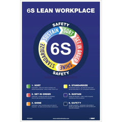 NMC - Training & Safety Awareness Posters; Subject: Teamwork ; Training Program Title: 5S; General Training Series ; Message: 6S Lean Workplace ; Series: Not Applicable ; Language: English ; Background Color: White - Exact Tool & Supply