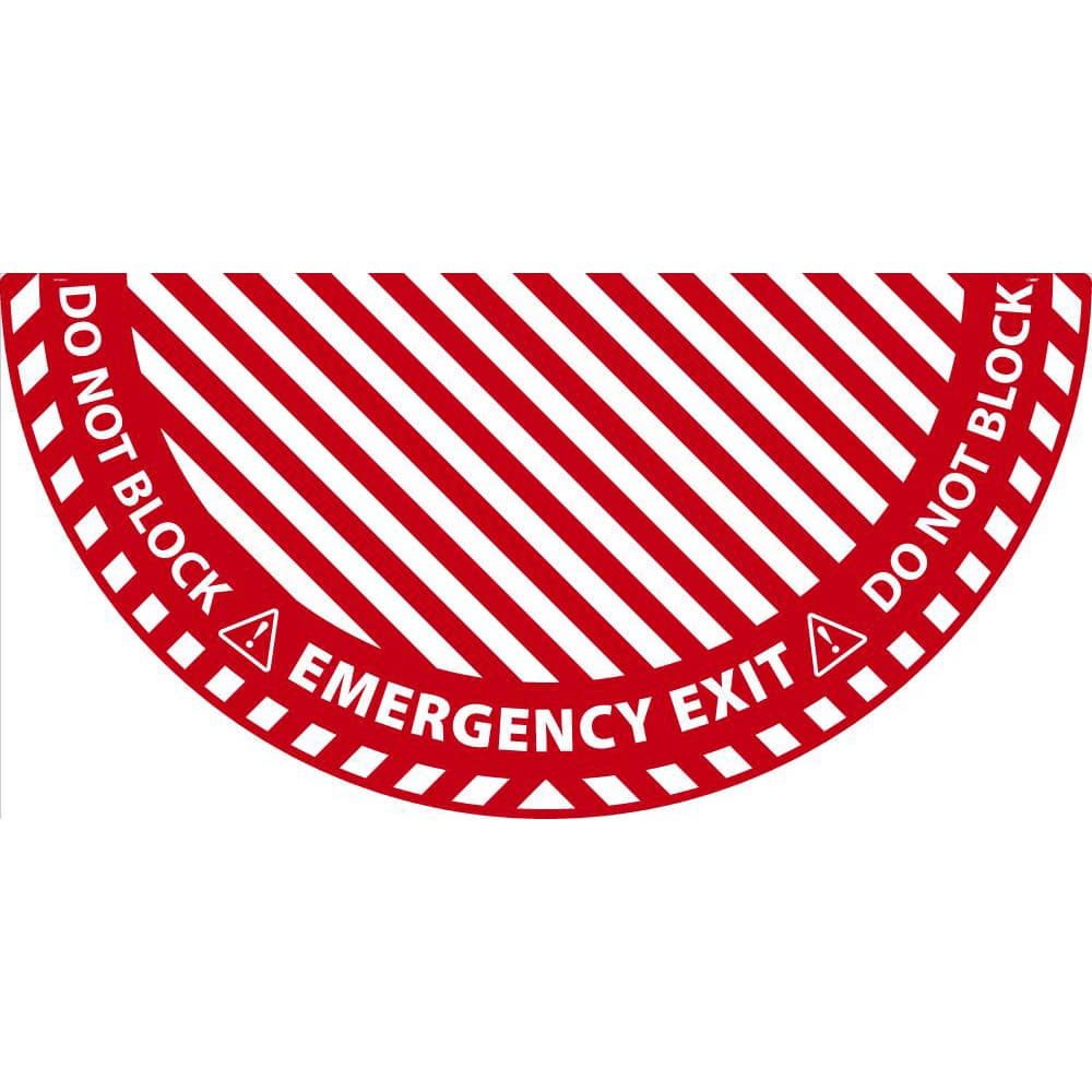 NMC - Adhesive Backed Floor Signs; Message Type: Exit, Entrance & Directional ; Graphic Type: Doorway ; Message or Graphic: EMERGENCY EXIT, DO NOT BLOCK ; Legend: EMERGENCY EXIT, DO NOT BLOCK ; Color: Red; White ; Special Color Properties: No Special Col - Exact Tool & Supply