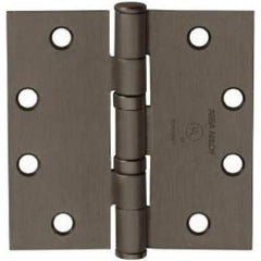 Yale - Commercial Hinges; Length (Inch): 4-1/2 ; Thickness (Decimal Inch): 0.1340 ; Minimum Thickness: 3.4036 (mm); Number of Knuckles: 5.000 ; Stanley Finish Code: US10A ; Finish/Coating: US10A - Exact Tool & Supply