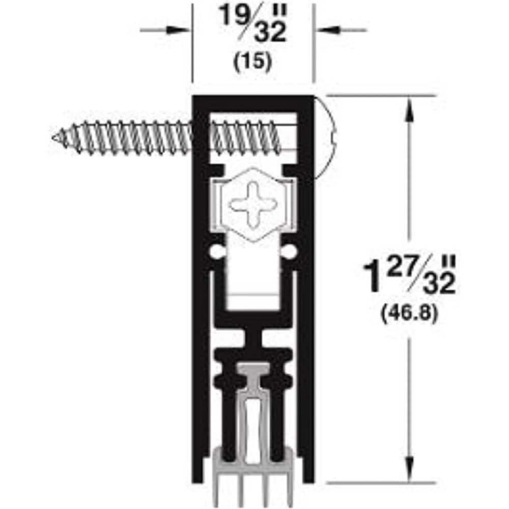 Pemko - Sweeps & Seals; Type: Acoustic Automatic Door Bottom ; Width (Inch): 19/32 ; Finish/Coating: Clear Anodized Aluminum ; Material: 6063-T6 Aircraft Aluminum ; Back Strip Brush Width (Inch): 6 ; Bristle Length (Inch): 12.0000 - Exact Tool & Supply
