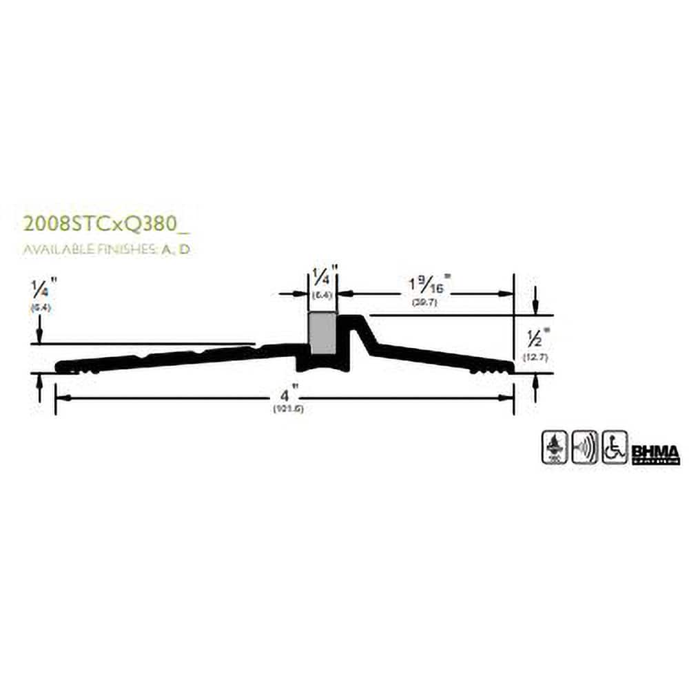 Pemko - Thresholds; Height (Inch): 1/2 ; Length (Inch): 36 ; Width (Inch): 4 ; Finish/Coating: Mill Finish Aluminum - Exact Tool & Supply