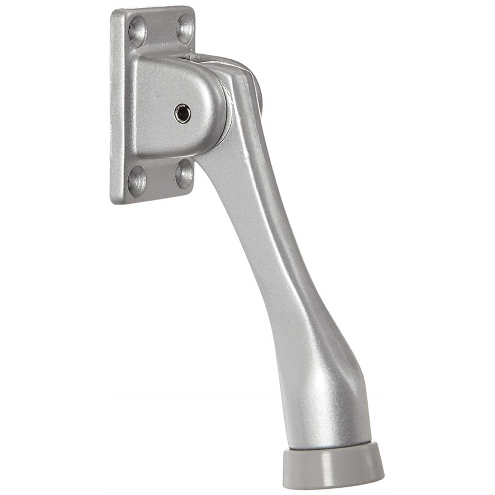Rockwood - Stops; Type: Kick Down Door Stop ; Finish/Coating: Painted; Silver ; Projection: 4 (Inch); Mount Type: Floor - Exact Tool & Supply