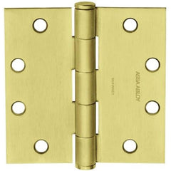 Yale - Commercial Hinges; Length (Inch): 4-1/2 ; Thickness (Decimal Inch): 0.1340 ; Minimum Thickness: 3.4036 (mm); Number of Knuckles: 5.000 ; Stanley Finish Code: US10B ; Finish/Coating: US10B - Exact Tool & Supply