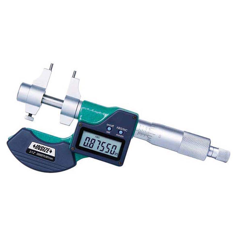 Insize USA LLC - Electronic Inside Micrometers; Minimum Measurement (Inch): 1 ; Minimum Measurement (mm): 25.00 ; Minimum Measurement (Decimal Inch): 1 ; Maximum Measurement (Inch): 2 ; Maximum Measurement (Decimal Inch): 2 ; Maximum Measurement (mm): 50 - Exact Tool & Supply