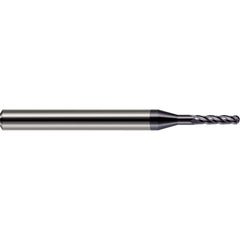 Harvey Tool - Ball End Mills; Mill Diameter (Inch): 1/16 ; Mill Diameter (Decimal Inch): 0.0620 ; Number of Flutes: 4 ; Length of Cut (Decimal Inch): 0.1860 ; Material: Solid Carbide ; Overall Length (Inch): 1-1/2 - Exact Tool & Supply