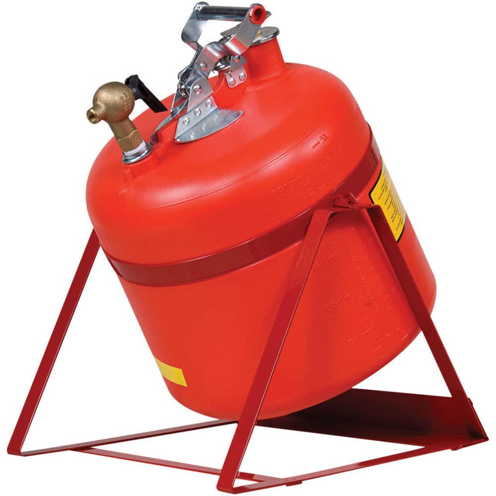 Justrite - Safety Disposal Cans; Capacity (Gal.): 5.000 ; Material: HDPE; Brass; Steel ; Color: Red ; Height (Inch): 17 ; Diameter (Inch): 11.5 ; Approval Listing/Regulations: FM - Exact Tool & Supply