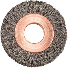 1-1/4″ Small Diameter Crimped Wire Wheel, .008″ Steel Fill, 3/8″ Arbor Hole - Exact Tool & Supply