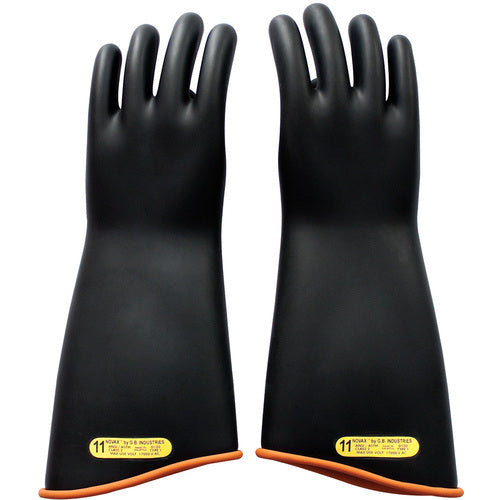 ‎158-2-18/8 - Novax - Natural Rubber Insulating Glove - Class 2 - 18″ - Black/Orange - Contour Cuff - Exact Tool & Supply