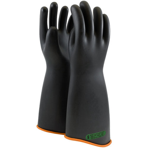‎158-3-18/11 - Novax - Natural Rubber Insulating Glove - Class 3 - 18″ - Black/Orange - Contour Cuff - Exact Tool & Supply