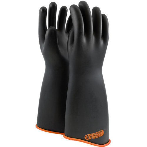 ‎158-4-18/9 - Novax - Natural Rubber Insulating Glove - Class 4 - 18″ - Black/Orange - Contour Cuff - Exact Tool & Supply