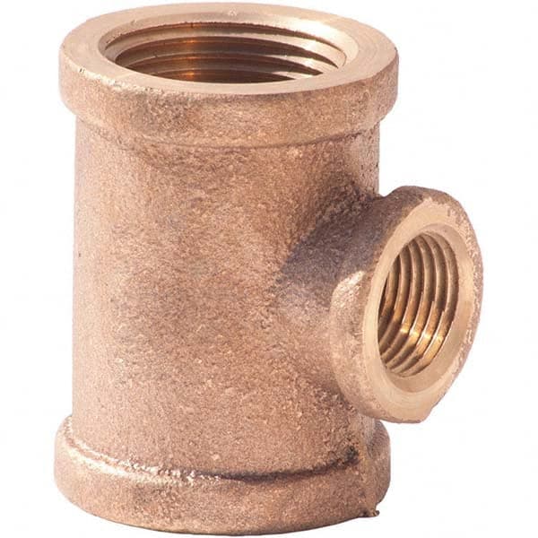 Merit Brass - Brass & Chrome Pipe Fittings Type: Reducing Tee Fitting Size: 2-1/2 x 2-1/2 x 1 - Exact Tool & Supply