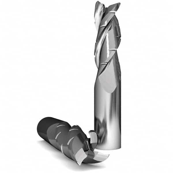 3/8″ Diam 3-Flute 37° Solid Carbide 0.06″ Corner Radius Roughing & Finishing End Mill Uncoated, 1-1/2″ LOC, 4″ OAL, 3/8″ Shank Diam, Series AL
