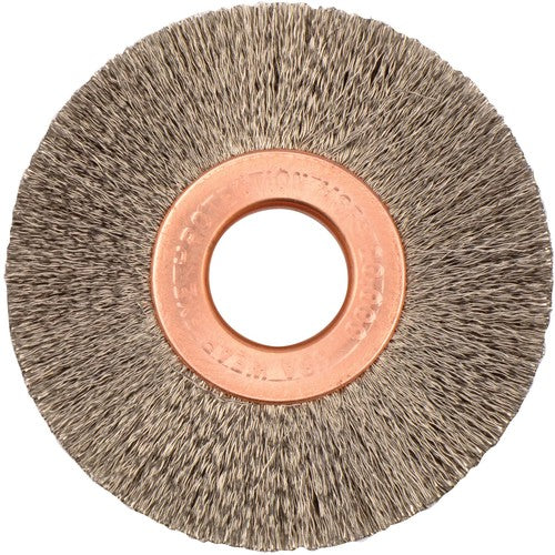 2″ Small Diameter Crimped Wire Wheel, .003″ Steel Fill, 1/2″ Arbor Hole - Exact Tool & Supply