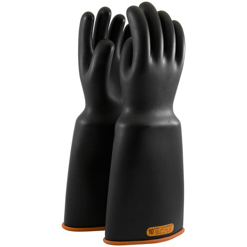 ‎159-4-18/9 - Novax - Natural Rubber Insulating Glove - Class 4 - 18″ - Black/Orange - Bell Cuff - Exact Tool & Supply