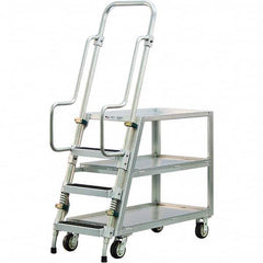 New Age Industrial - 69-1/2" High 800 Lb Capacity 3 Step Stock-Picking Ladder - Exact Tool & Supply