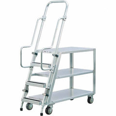 New Age Industrial - 69-1/2" High 800 Lb Capacity 3 Step Stock-Picking Ladder - Exact Tool & Supply
